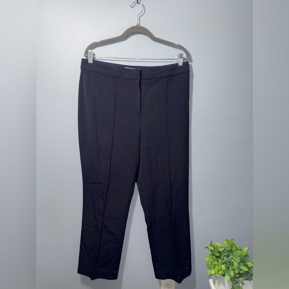Tory Burch Women’s Navy Blue Seamed Twill Straight Leg Pants Size 12 EUC career